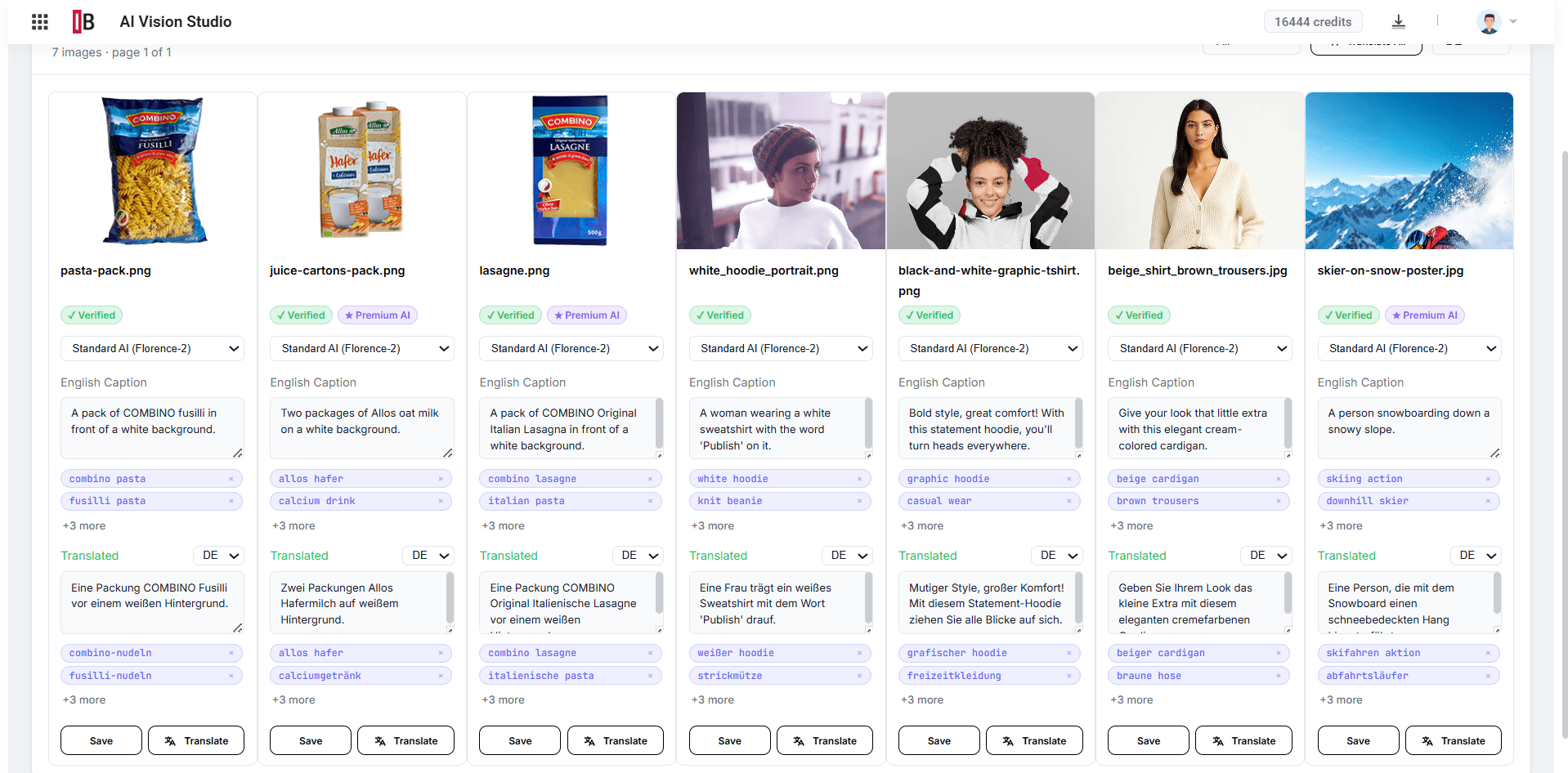 Review interface in AI Vision Studio for validating AI-generated content before publication